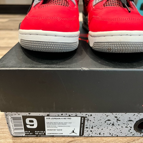 Air Jordan Retro 4 Toro Bravo Sz 9 2013 308497-603 Fire Red OG ALL SUPER CLEAN - Picture 9 of 10